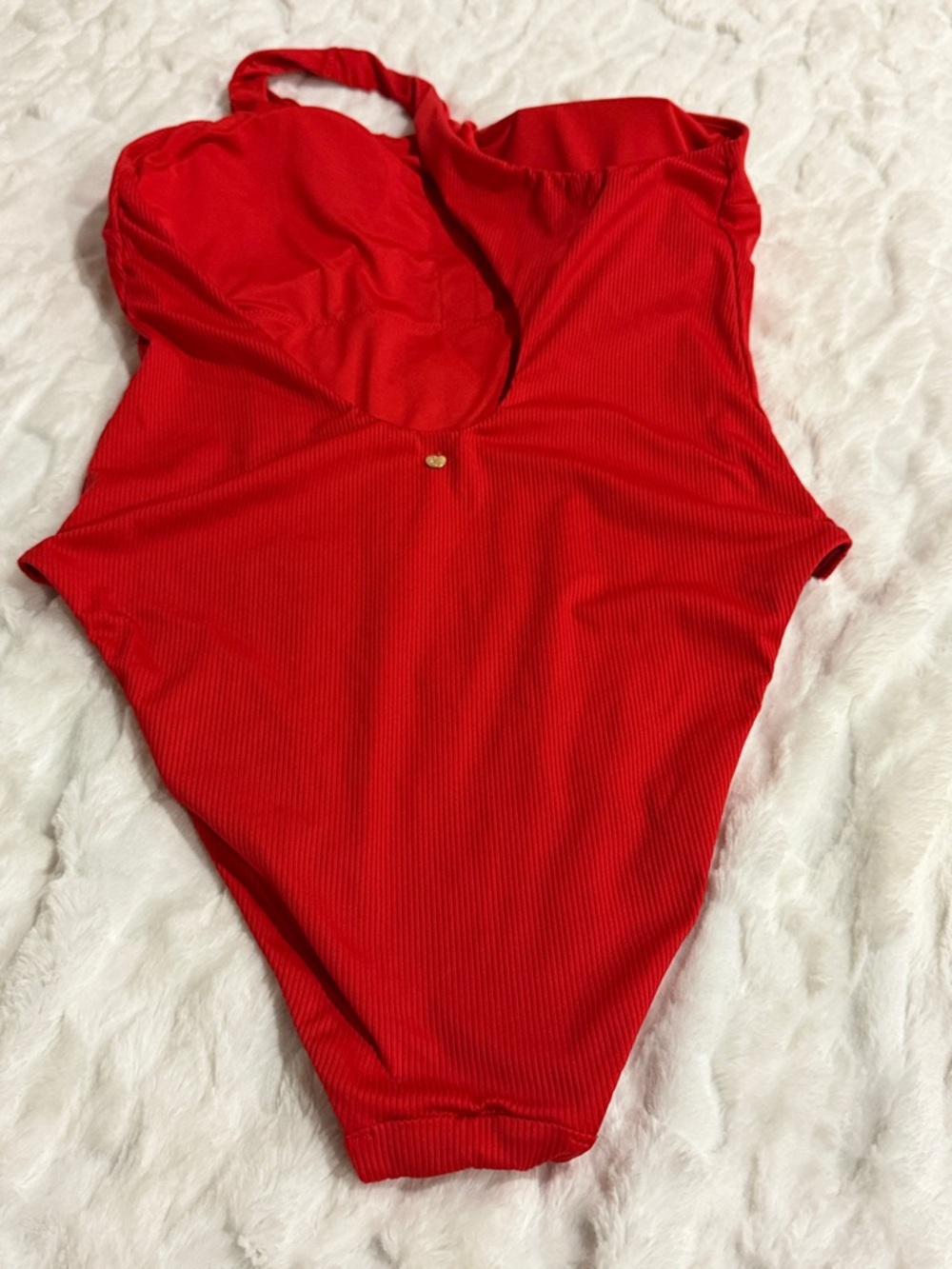 Victoria’s Secret One-Shoulder Red Ribbed One-Piece Swimsuit Size Large . - Picture 9 of 9